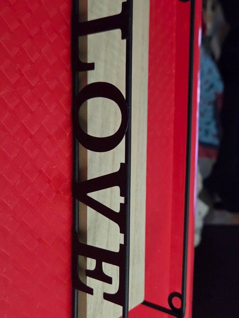 small shelf with the words love hardware included approx. 10minches long